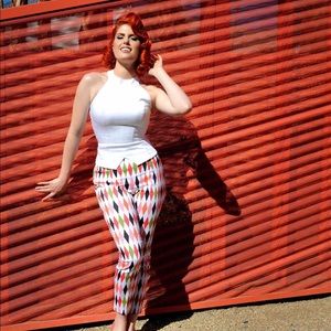 Deadly Dames Harlequin Print Cigarette Pants